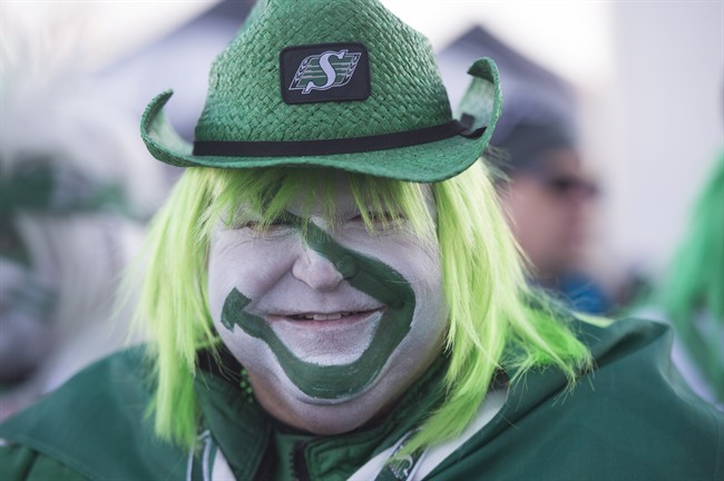 A football fan is seen prior to the 103rd Grey Cup between the Edmonton Eskimos and the Ottawa Redblacks, in Winnipeg, Man., on Sunday, Nov. 29, 2015. THE CANADIAN PRESS/Nathan Denette
