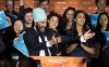 NDP leader Jagmeet Singh celebrates his Burnaby South byelection win in Burnaby, B.C., Monday, Feb. 25, 2019. THE CANADIAN PRESS/Jonathan Hayward