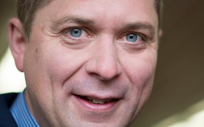 Conservative leader Andrew Scheer is seen following his morning announcement at a volunteer fire department in Upper Kingsclear, N.B. Thursday, October 3, 2019. THE CANADIAN PRESS/Jonathan Hayward