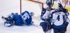 The Winnipeg Jets celebrate teammate Marko Dano's goal past Vancouver Canucks goalie Jacob Markstrom (25) during third period NHL action in Vancouver on Monday, March 14, 2016. THE CANADIAN PRESS/Jonathan Hayward