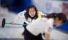 Japan skip Satsuki Fujisawa calls a shot during the 14th draw against the United States at the women's world curling championship in Swift Current, Sask. Wednesday, March 23, 2016. THE CANADIAN PRESS/Jonathan Hayward