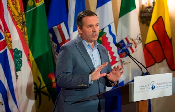 Jonathan Hayward / THE CANADIAN PRESSAlberta Premier Jason Kenney addresses the media during a meeting of Canada's Premiers in Saskatoon, Wednesday, July 10, 2019. THE CANADIAN PRESS/Jonathan Hayward