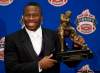Jonathan Hayward / The Canadian Press
Winnipeg Blue Bombers defensive back Jovon Johnson holds his award for the CFL Outstanding Defensive Player on Thursday in Vancouver. The B.C. Lions  will face the Winnipeg Blue Bombers in the 99th Grey Cup CFL football final Sunday.