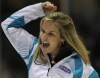 Joe Bryksa / Winnipeg Free Press
Skip Jennifer Jones throws her arm in the air after making a spectacular shot in the 10th end to win the 2012 Manitoba Scotties Tournament of Hearts in Portage la Prairie Sunday.