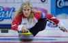 THE CANADIAN PRESS / Jonathan Hayward
Team Canada skip Jennifer Jones makes a shot during the first draw against Alberta at the Scotties Tournament of Hearts, in Grande Prairie, Alta., on Saturday.