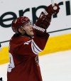 Rick Scuteri / The Associated Press
Arizona Coyotes right wing Shane Doan (19) celebrates after scoring a goal in the second period during an NHL hockey game against the Winnipeg Jets, Thursday, Jan. 8, 2015, in Glendale, Ariz.