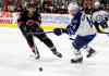 Carolina Hurricanes' Jeff Skinner (53) and Winnipeg Jets' Alexander Burmistrov (6) of Russia, eye the puck during the first period of an NHL hockey game, Tuesday, Feb. 16, 2016, in Raleigh, N.C. (AP Photo/Karl B DeBlaker)