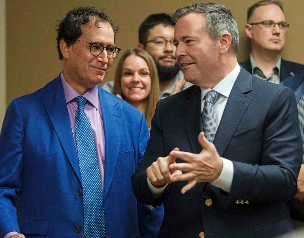 MIKE DEAL / WINNIPEG FREE PRESS
Kenney speaks with The Conservative Party of Canada candidate for Charleswood-St. James-Assiniboia-Headingley, Marty Morantz, Saturday.
191019 - Saturday, October 19, 2019.