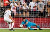 Panama goalkeeper Jose Calderon (12) blocks a shot against the United States as defender Francisco Palacios (2) watches during the first half of a CONCACAF Gold Cup soccer match in Kansas City, Kan., Wednesday, June 26, 2019. (AP Photo/Colin E. Braley)