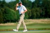 Jim Herman waves to the crowd after finishing on the 18th green during the third round of the Barbasol Championship golf tournament at Keene Trace Golf Club in Nicholasville, Ky., Saturday, July 20, 2019. (Alex Slitz/Lexington Herald-Leader via AP)
