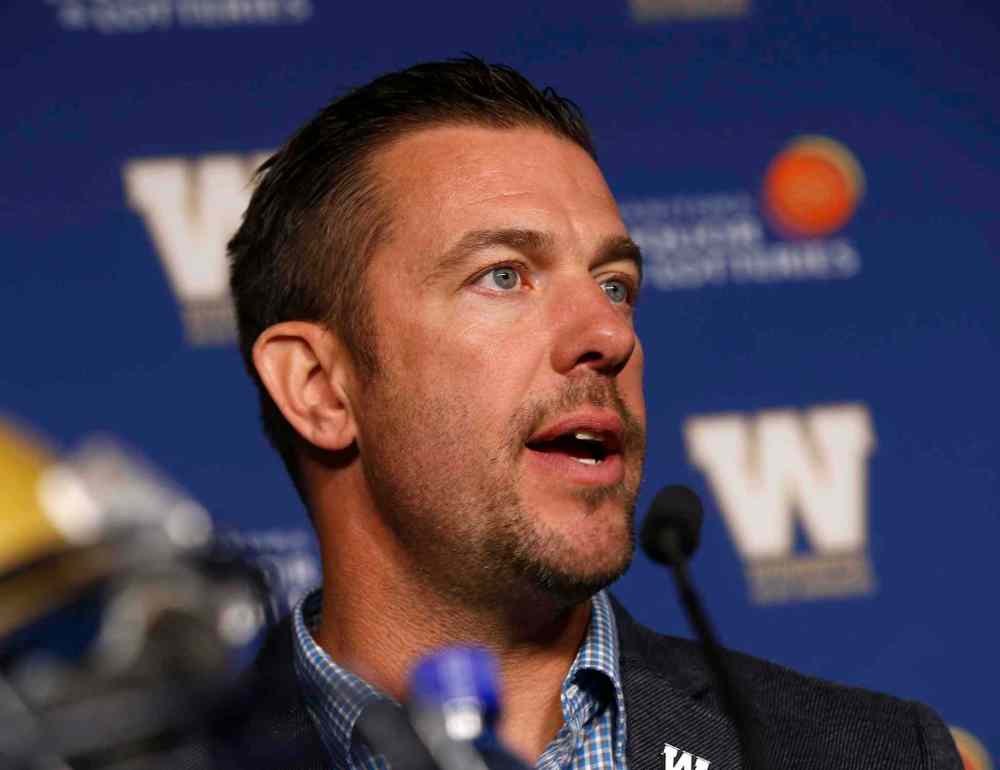 WAYNE GLOWACKI / WINNIPEG FREE PRESS FILES
The Winnipeg Blue Bombers G.M. Kyle Walters at the news conference Friday to announce the contract extension for quarterback Drew Willy.