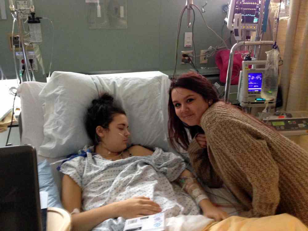 submitted photo
Calli Vanderaa with her best friend Kailey Compton by her side in the hospital.