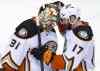 Darryl Dyck / Canadian Press files
Anaheim Ducks goalie Frederik Andersen, left, is congratulated by Ryan Kesler after earning a shutout earlier this year.