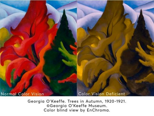 In this composite image provided by The Georgia O'Keeffe Museum shows Georgia O'Keeffe's painting 