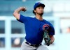 Chicago Cubs starting pitcher Yu Darvish throws to a Los Angeles Dodgers batter during the first inning of a baseball game in Los Angeles, Saturday, June 15, 2019. (AP Photo/Alex Gallardo)