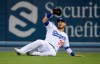 Los Angeles Dodgers' Cody Bellinger makes the catch on a ball hit by Arizona Diamondbacks' Jarrod Dyson during the seventh inning of a baseball game Friday, Aug. 9, 2019, in Los Angeles. (AP Photo/Mark J. Terrill)