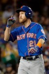 New York Mets' Todd Frazier celebrates after his home run against the Los Angeles Dodgers during the fourth inning of a baseball game in Los Angeles, Tuesday, May 28, 2019. (AP Photo/Chris Carlson)