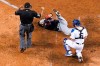 Washington Nationals' Kurt Suzuki (28) holds his head after being hit by a pitch from Los Angeles Dodgers' Walker Buehler during the seventh inning in Game 5 of a baseball National League Division Series on Wednesday, Oct. 9, 2019, in Los Angeles. (AP Photo/Mark J. Terrill)