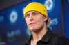 MIKE DEAL / WINNIPEG FREE PRESS
Winnipeg Jets' Patrik Laine speaks to the media Monday morning at Bell MTS Place about his new contract that will pay him an average salary of US$6.75 million per season, for the next two years.