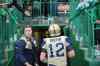 Mark Taylor / The Canadian Press
Winnipeg Blue Bombers' quarterback Brian Brohm exits the field as Saskatchewan Roughriders fans celebrate their first win of the season.