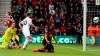 Burnley's Ashley Barnes, center, scores against Bournemouth during the English Premier League soccer match against Bournemouth at the Vitality Stadium, Bournemouth, England, Saturday April 6, 2019. (Andrew Matthews/PA via AP)