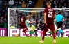 FK Sarajevo's Benjamin Tatar, left, scores against Celtic during the Champions League first qualifying round, second leg soccer match at Celtic Park, Glasgow, Scotland, Wednesday July 17, 2019. (Andrew Milligan/PA via AP)