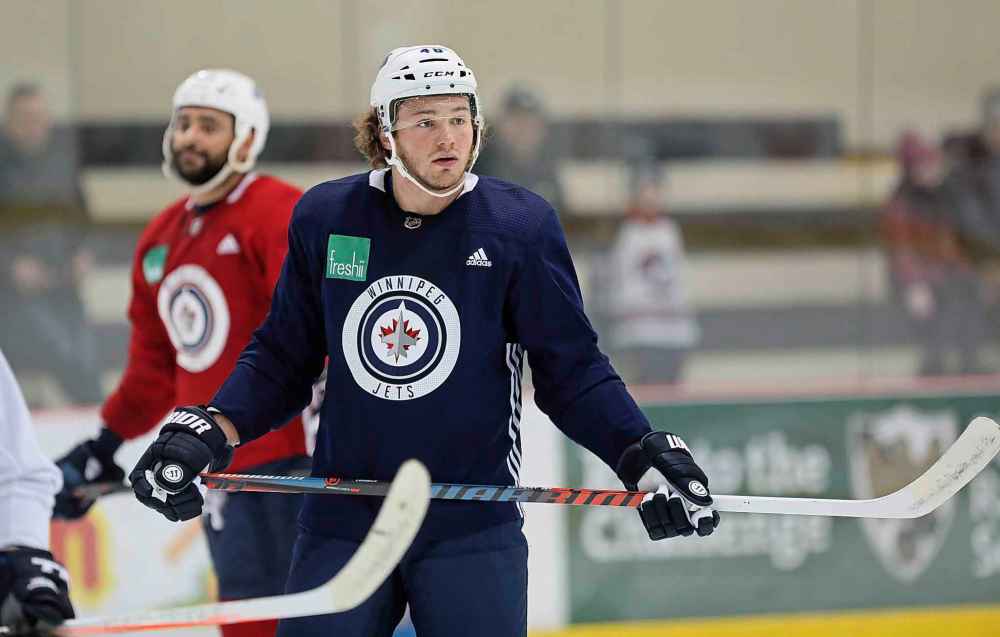 RUTH BONNEVILLE / WINNIPEG FREE PRESS
Winnipeg Jets' Brendan Lemieux, at practice with team at BellMTS IcePlex, Monday.