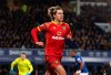 Norwich City's Todd Cantwell celebrates scoring his sides first goal during the English Premier League soccer match between Norwich City and Everton, at Goodison Park, Liverpool, England, Saturday, Nov. 23, 2019. (Richard Sellers/PA via AP)