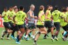 Brazil's Flamengo Coach Jorge Jesus, center, runs with his players during a training session on the pitch of the Peruvian Soccer Federation, in Lima, Peru, Friday, Nov. 22, 2019. Flamengo will play Argentina's River Plate in the Copa Libertadores final match on Saturday. (AP Photo/Martin Mejia)