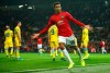 Manchester United's Mason Greenwood celebrates scoring his sides first goal during the Europa League Group L soccer match between Manchester United and Astana at Old Trafford stadium in Manchester, England Thursday, Sept. 19, 2019. (AP Photo/Dave Thompson)