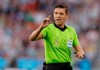 FILE - In this Sunday, June 24, 2018 file photo, referee Gianluca Rocchi from Italy directs the game during the group H match between Japan and Senegal at the 2018 soccer World Cup at the Yekaterinburg Arena in Yekaterinburg , Russia. UEFA says on Monday, May 13, 2019 it picked Italian referee Gianluca Rocchi for the all-English Europa League final between Arsenal and Chelsea. The 45-year-old Rocchi has handled three games involving English teams this season in the Champions League and all failed to win. (AP Photo/Natacha Pisarenko, file)