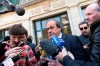 FILE - In this Friday, April 29, 2016 file photo, UEFA President Michel Platini leaves the international Court of Arbitration for Sport, CAS, after a hearing in Lausanne, Switzerland. Michel Platini is free to work in soccer again on Tuesday, Oct. 8, 2019 morning after his four-year ban by FIFA expires overnight. The former UEFA president told The Associated Press on Monday unsure he is where and when he will return. (Laurent Gillieron/Keystone via AP, file)