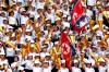 North Korea's fans celebrate during the World Cup Group H qualifying soccer match between North Korea and Lebanon at the Kim Il Sung Stadium in Pyongyang, Thursday, Sept. 5, 2019. North Korea won the game 2-0. (AP Photo/Jon Chol Jin)