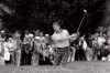 FILE - In this Sept. 21, 1975 file photo, Britain's Brian Barnes, pipe in mouth, follows through after blasting out of a sand trap during Ryder Cup match at Laurel Valley Golf Club, Ligonier, Pa. Barnes, the charismatic English golfer who beat Jack Nicklaus twice in one day in Ryder Cup singles matches, has died after a short illness. He was 74. The European Tour said Barnes, who had cancer, died on Monday, Sept. 9, 2019 with family members by his side. (AP Photo/RAD, file)
