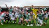 Celtic players celebrate after the final whistle of their Scottish Premiership soccer match against Aberdeen at Pittodrie Stadium, Aberdeen, Scotland, Saturday, May 4, 2019. Celtic won the Scottish league title for the eighth straight year on Saturday, completing the second leg in its bid to clinch a domestic treble for the third straight season. A 3-0 win at Aberdeen moved Celtic into an unassailable 12-point lead in the Scottish Premiership. (Jeff Holmes/PA via AP)
