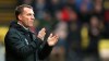 Leicester City's new manager Brendan Rodgers watches from the sidelines during the English Premier League soccer match between Watford and Leicester City at Vicarage Road, Watford, England, Sunday, March 3, 2019. (Steven Paston/PA via AP)