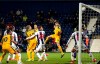 Brighton & Hove Albion's Leon Balogun, center, takes a shot on goal during the Engish FA Cup fourth round replay soccer match between West Bromwich Albion and Brighton & Hove Albion at The Hawthorns, West Bromwich, England, Wednesday, Feb. 6, 2019. (Aaron Chown/PA via AP)