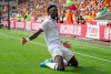 Chelsea's Tammy Abraham celebrates scoring his side's fourth goal of the game and his hat-trick during their English Premier League soccer match against Wolverhampton Wanderers at Molineux, Wolverhampton, England, Saturday, Sept. 14, 2019. (Nick Potts/PA via AP)