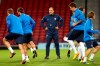 FILE - In this Monday Oct. 14, 2013 file photo, Croatia manager Igor Stimac, center, watches his squad during a team training session at Hampden Park, Glasgow, Scotland, ahead of their World Cup qualifying Group A soccer match against Scotland on Tuesday. India‚Äôs soccer federation has hired former Croatia player and coach Igor Stimac to lead the national team in its 2022 World Cup qualifying campaign. (AP Photo/Scott Heppell, File)