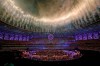 FILE - In this Sunday, June 28, 2015 file photo, fireworks explode above the Baku Olympic stadium in Baku, Azerbaijan, during the closing ceremony of the 2015 European Games. Arsenal says the choice of Azerbaijan capital Baku to host the Europa League final has caused ‚Äúunacceptable‚Äù and ‚Äúextreme‚Äù travel problems for fans. Arsenal and Chelsea have been given just 6,000 tickets each by UEFA for the May 29, 2019 game, in a stadium with a capacity of 68,700. Arsenal says even those tickets may not sell out because of the difficulty of getting to Azerbaijan. (AP Photo/Dmitry Lovetsky, File)