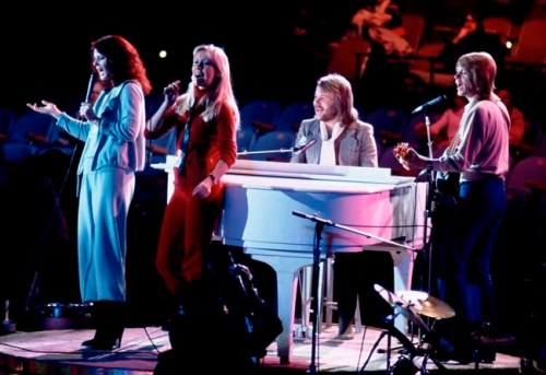 FILE - In this file photo dated Tuesday Jan. 9, 1979, Abba perform at United Nations General Assembly, in New York, during taping of NBC-TV Special, 