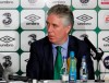 FILE - In this file photo dated Saturday, Nov. 9, 2013, Republic of Ireland's FAI chief executive John Delaney speak to the media in Dublin, Ireland. Delaney offered to step aside from his newly created role as executive vice president of the FAI (Football Association of Ireland) amid fallout from a financial controversy, The federation said Monday April 15, 2019. (AP Photo/Peter Morrison, FILE)