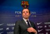 FILE - In this Thursday, Jan 23, 2014 file photo, FC Barcelona's president Sandro Rosell attends a press conference at the Camp Nou stadium in Barcelona, Spain. The trial of the former Barcelona president charged with money laundering involving the sale of television rights for Brazil matches begins on Monday Feb. 25, 2019. (AP Photo/Manu Fernandez, File)