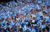 FILE - In this Saturday, Sept. 15, 2018 file photo, Real Sociedad's supporters cheer their team during the Spanish La Liga soccer match between Real Sociedad and FC Barcelona at the Anoeta stadium, in San Sebastian, northern Spain. Spanish club Real Sociedad fired manager Asier Garitano on Wednesday Dec. 26, 2018. and replaced him with reserve-team coach Imanol Alguacil. (AP Photo/Jose Ignacio Unanue, File)