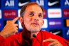 FILE - In this file photo dated Saturday, Aug. 10, 2019, PSG's head coach Thomas Tuchel attends a press conference after a training session at Camp des Loges in Saint Germain en Laye, outside Paris, France. Paris Saint-Germain coach Thomas Tuchel is already searching for answers Thursday Aug, 22, 2019, just two games into the league season. (AP Photo/Francois Mori, FILE)