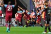 West Ham United's Andriy Yarmolenko, center left, celebrates after scoring with teammates during the English Premier League soccer match between West Ham United and Norwich City at London Stadium in London, Saturday, Aug. 31, 2019. (AP Photo/Alberto Pezzali)