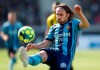 FILE - In this April 21, 2019 file photo, Djurgardens player Kevin Walker controls the ball during the soccer match between BK Hacken and Djurgardens IF at Bravida Arena, Goteborg. Swedish soccer player Kevin Walker was thrust into the national consciousness when he won the country’s biggest reality talent show in 2013 but he chose to stay in soccer rather than chase more music fame. (Nils Petter Nilsson/TT via AP, File)