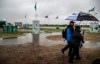 The start of play is delayed as rain and lowering skies persist at the rain soaked Royal Lytham Golf Course on the final day of the Senior British Open golf tournament at Royal Lytham & St Annes Golf Club, in Lytham, England, Sunday July 28, 2019. Englishman Paul Broadhurst birdied two of the last three holes Saturday to take a one-shot lead into the final round of the Senior British Open, which will be Tom Watson's final appearance at the tournament. (Peter Byrne/PA via AP)