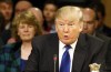 In this photo released by the Scottish Parliament dated Wednesday April 25, 2012, US business magnate Donald Trump gives evidence to the Scottish Parliament's Economy Energy and Tourism Committee in Edinburgh, Scotland. Members of the committee are looking at how achievable the Scottish Government's green energy targets for 2020 are, with the meeting focusing on the impact the renewables industry could have on tourism and local communities. (AP Photo/Andrew Cowan/Scottish Parliament)