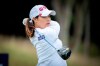 Thailand's Moriya Jutanugarn tees off at the 2nd hole during day four of the Ladies Scottish Open at The Renaissance Club in North Berwick, Scotland, Sunday Aug. 11, 2019. (Kenny Smith/PA via AP)